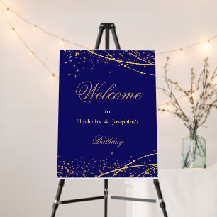  Navy blue with gold stars double joint birthday Foam Board