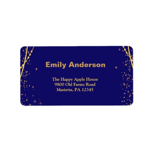  Navy blue with gold stars double joint birthday Label