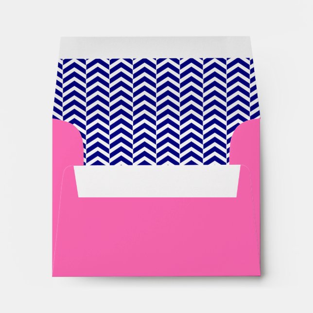 Navy Blue with Hot Pink Chevron Pattern Envelope (Back (Bottom))