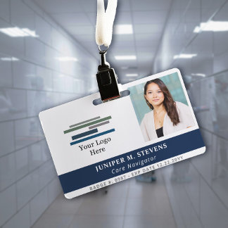 Navy Blue with Logo & Photo Employee ID Badge
