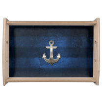 Navy Blue with Metal Anchor Serving Tray