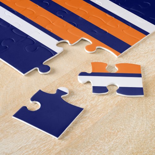 Navy Blue with Orange White Stripes Team Jersey Jigsaw Puzzle