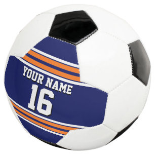 Navy Blue with Orange White Stripes Team Jersey Soccer Ball
