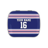 Navy Blue with Pink White Stripes Team Jersey Jelly Belly Tin (Top)