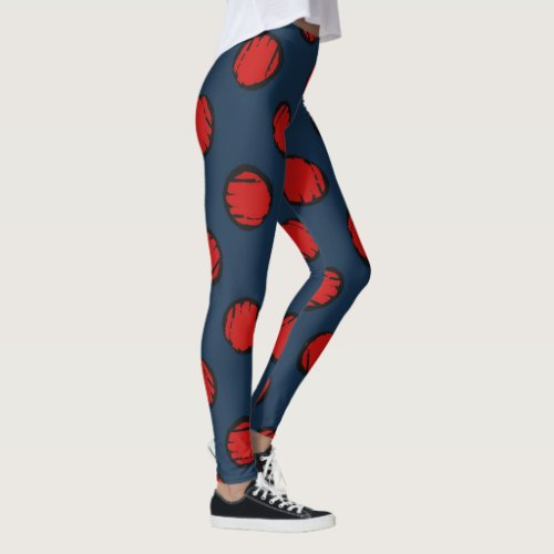 Navy Blue with Red Dots Leggings