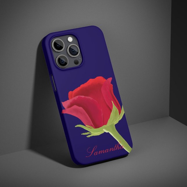 Navy blue with red rose Case-Mate iPhone case (Creator Uploaded)