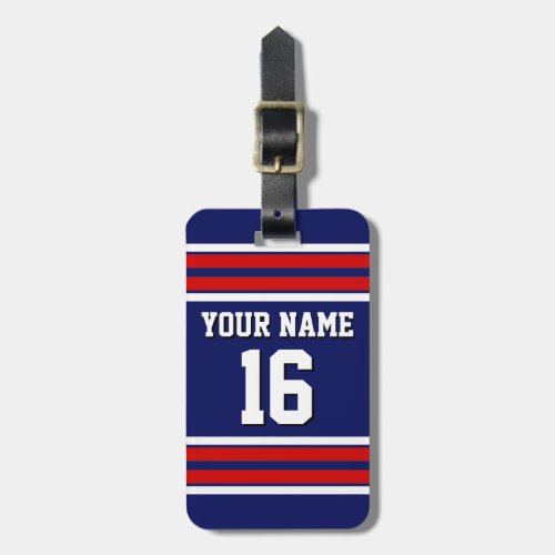 Navy Blue with Red White Stripes Team Jersey Luggage Tag