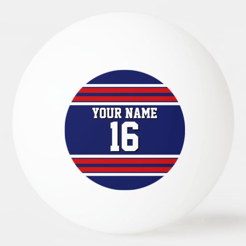 Navy Blue with Red White Stripes Team Jersey Ping Pong Ball
