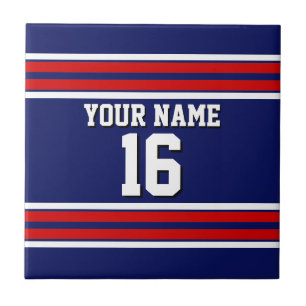 Navy Blue with Red White Stripes Team Jersey Tile