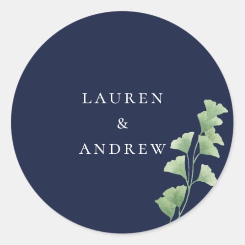 Navy Blue with Watercolor Greenery Envelope Seals