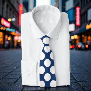 Navy Blue with White Polka Dots Retro Neck Tie