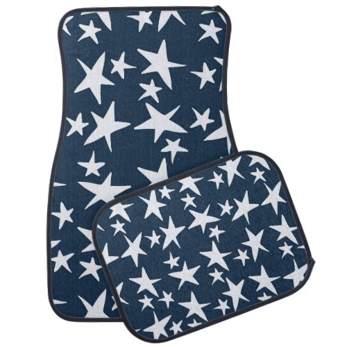 Navy Blue with White Stars Car Mats