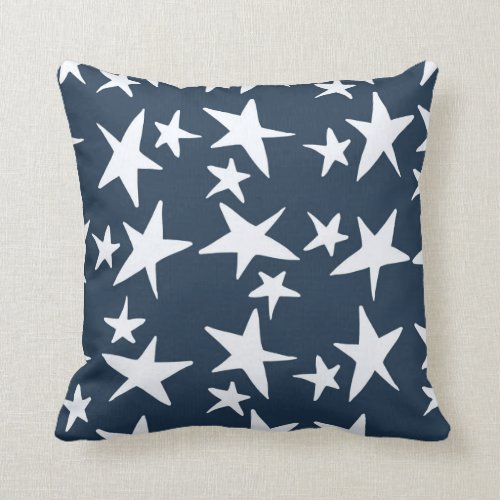 Navy Blue with White Stars Decorator Pillow