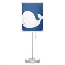 Navy Blue with White Whale Nursery Lamp