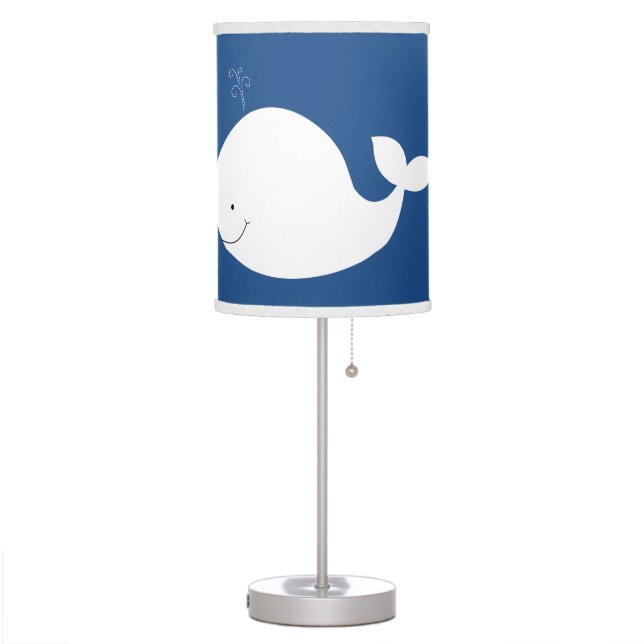 Navy Blue with White Whale Nursery Lamp (Left)