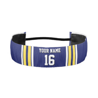 Navy Blue with Yellow White Stripes Team Jersey Athletic Headband