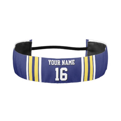 Navy Blue with Yellow White Stripes Team Jersey Athletic Headband