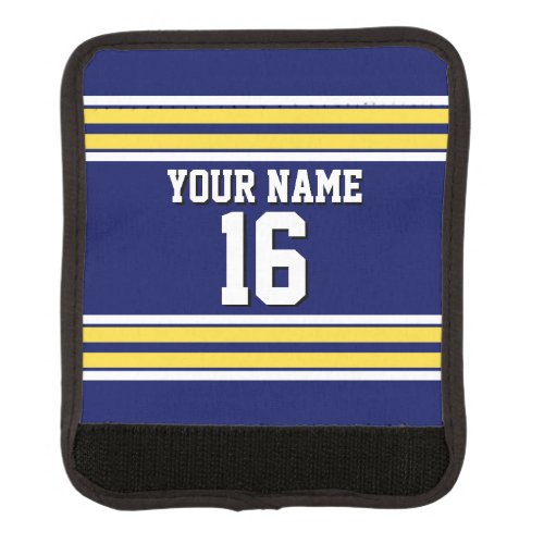 Navy Blue with Yellow White Stripes Team Jersey c  Luggage Handle Wrap