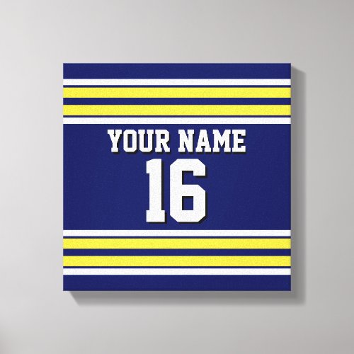 Navy Blue with Yellow White Stripes Team Jersey Canvas Print