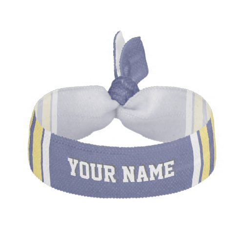 Navy Blue with Yellow White Stripes Team Jersey Elastic Hair Tie