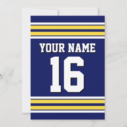 Navy Blue with Yellow White Stripes Team Jersey Invitation