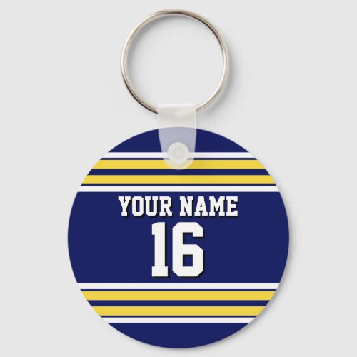 Navy Blue with Yellow White Stripes Team Jersey Keychain