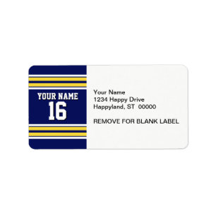 Navy Blue with Yellow White Stripes Team Jersey Label