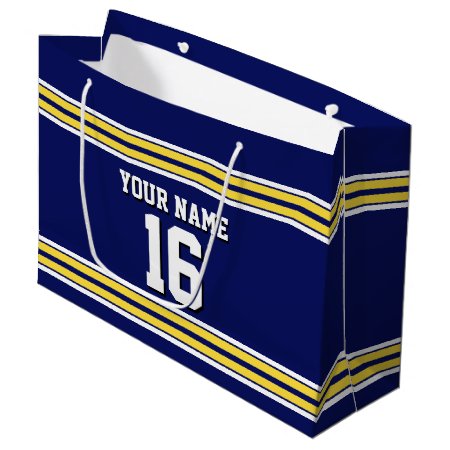 Navy Blue With Yellow White Stripes Team Jersey Large Gift Bag