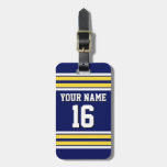 Navy Blue with Yellow White Stripes Team Jersey Luggage Tag