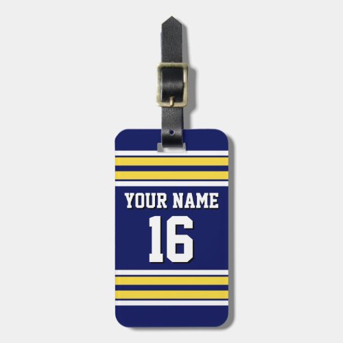 Navy Blue with Yellow White Stripes Team Jersey Luggage Tag