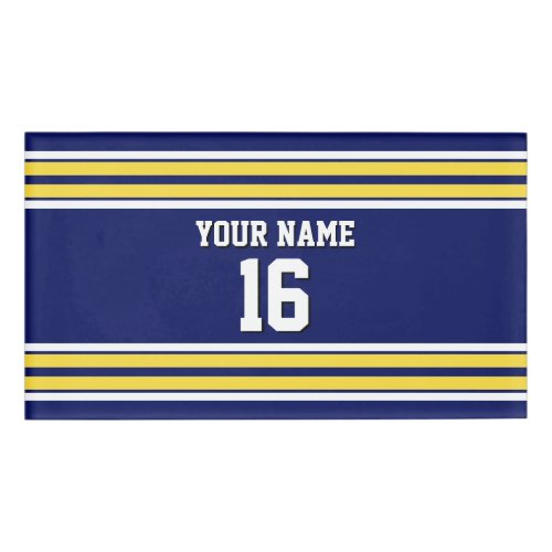 Navy Blue with Yellow White Stripes Team Jersey Name Tag