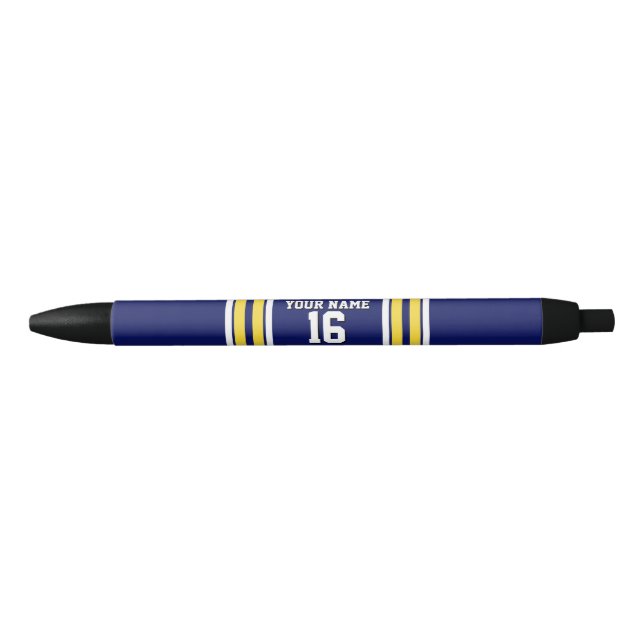 Navy Blue with Yellow White Stripes Team Jersey Pen (Front)