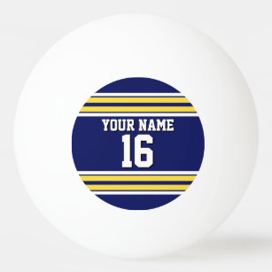 Navy Blue with Yellow White Stripes Team Jersey Ping-Pong Ball