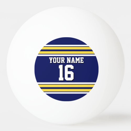 Navy Blue with Yellow White Stripes Team Jersey Ping_Pong Ball