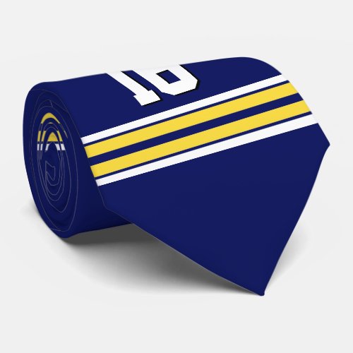 Navy Blue with Yellow White Stripes Team Jersey Tie