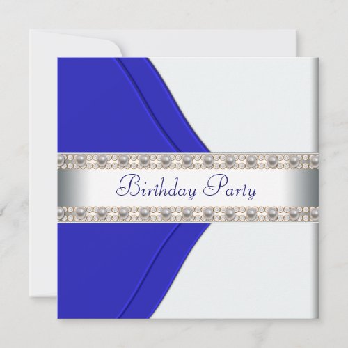 Navy Blue Womans Birthday Party Invitations