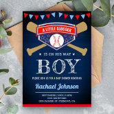 Baseball Chalkboard Boy Baby Shower Invitations