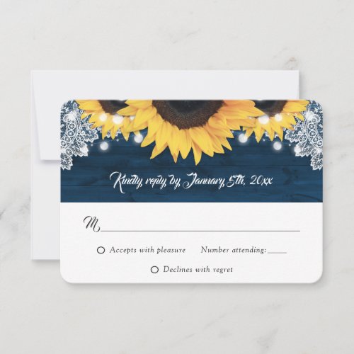Navy Blue Wood String Lights Sunflower Wedding