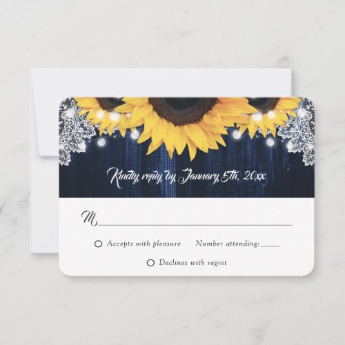 Navy Blue Wood String Lights Sunflower Wedding