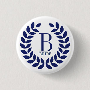 Navy-blue Wreath Monogram Button