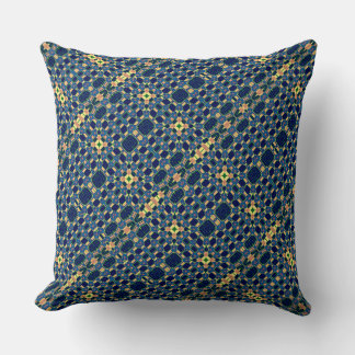 Navy Blue & Yellow Abstract Plaid Print 2 Throw Pillow
