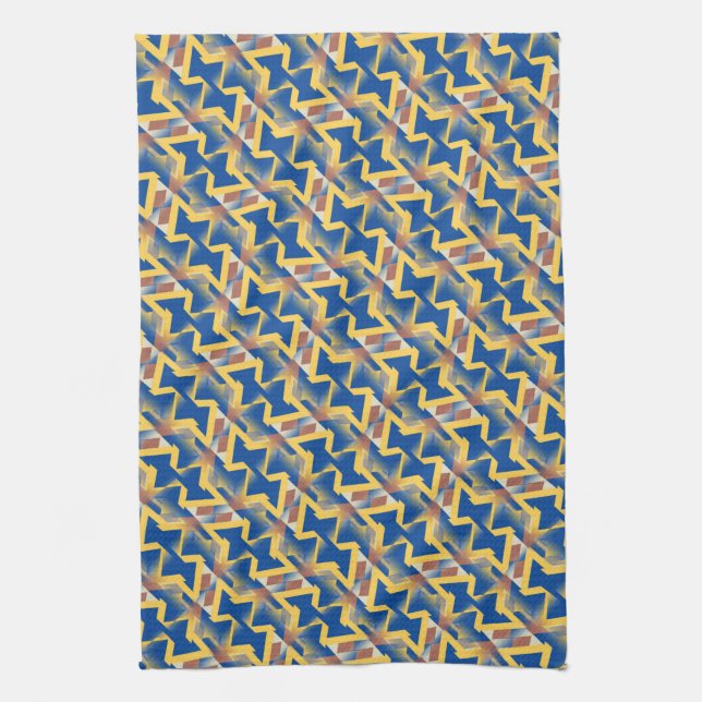 Navy Blue + Yellow Abstract Triangle Pattern Cloth (Vertical)