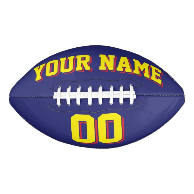 NAVY BLUE YELLOW AND RED Custom Football (Front)