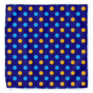Navy Blue Yellow Cyan Polka Dots Design  Bandana