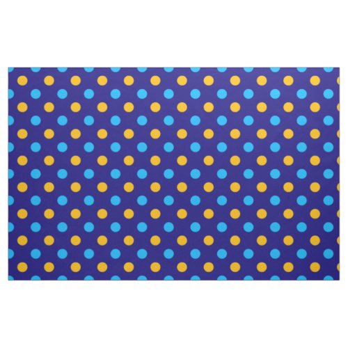 Navy Blue Yellow Cyan Polka Dots Design  Fabric