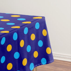 Navy Blue Yellow Cyan Polka Dots Design  Tablecloth