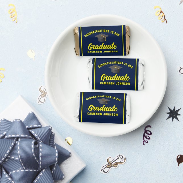 Navy Blue Yellow Graduate Custom Graduation Party Hershey's Miniatures (Party)