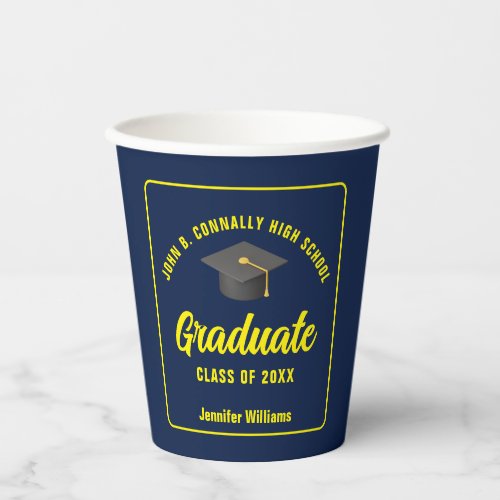 Navy Blue Yellow Graduate Custom Graduation Party