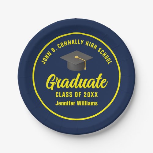 Navy Blue Yellow Graduate Custom Graduation Party