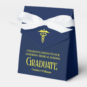 Navy Blue Yellow Medical School Graduation Party Favor Boxes
